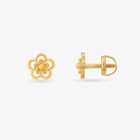 Mini Floral Gold Stud Earrings for Kids