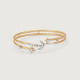 Stellar Elegance 14KT Sparkling Diamond Moon and Star Bangle,,hi-res image number null