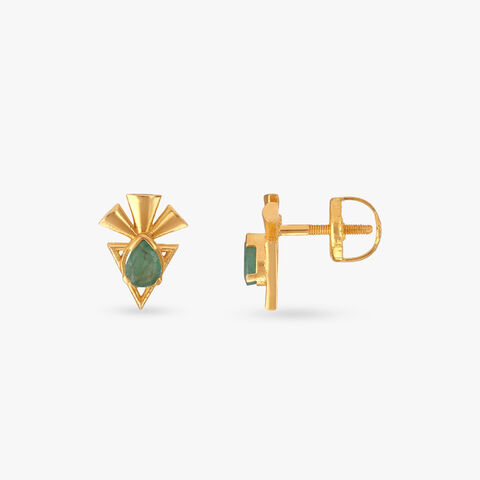 Edgy Radiant Emerald Stud Earrings