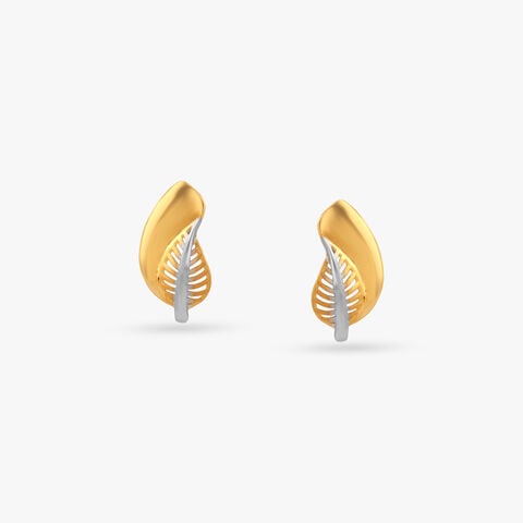 Gilded Leaf Gold Stud Earrings