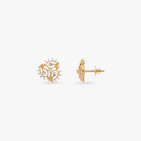 Twirl Crest Diamond Stud Earrings