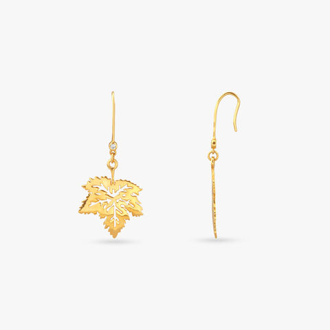 Radiant Leaf Gold Hoop Earrings
