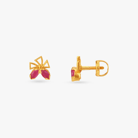 Playful Geo Ruby Stud Earrings