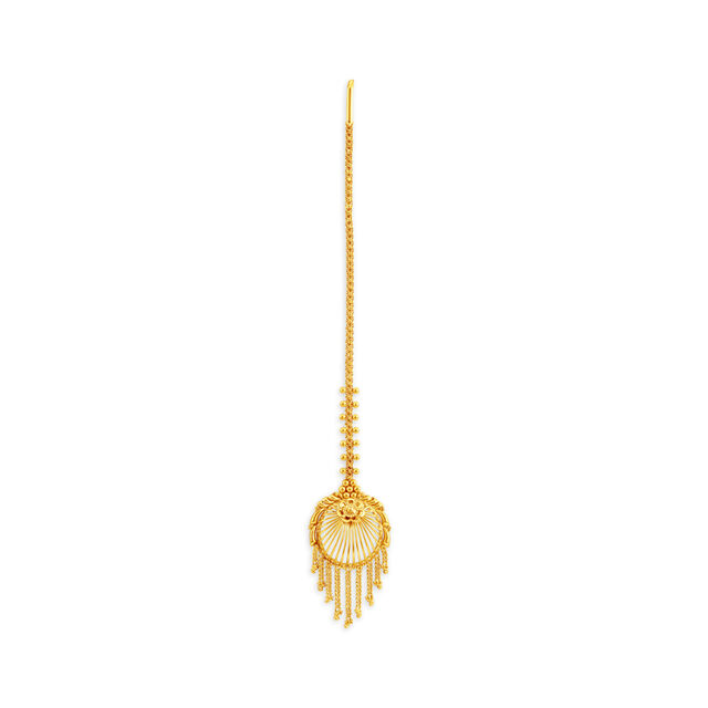 Sophisticated 22 Karat Yellow Gold Disc Maang Tikka,,hi-res image number null