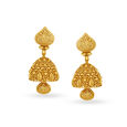 Timeless 22 Karat Yellow Gold Floral Jhumkas,,hi-res image number null