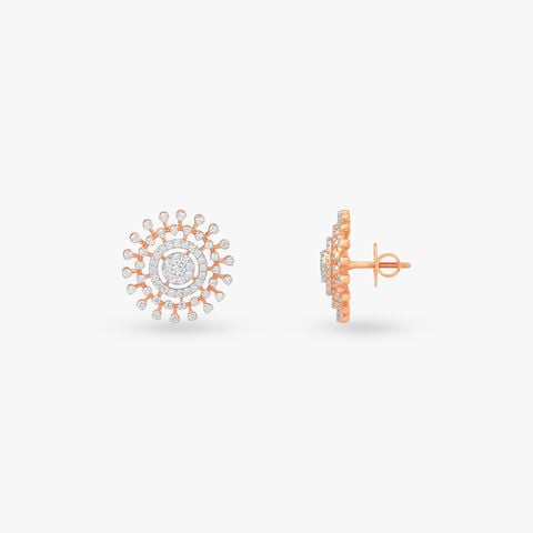 Solar Crown Diamond Stud Earrings