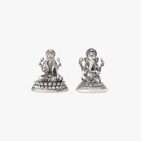 Sacred Ganesha and Lakshmi Silver Idol