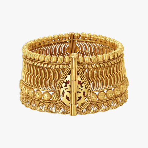 Heritage Kada with Gold Links and Jaali Work