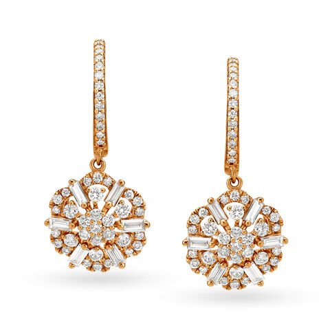 Ethereal 18 Karat Rose Gold And Diamond Floral Hoops