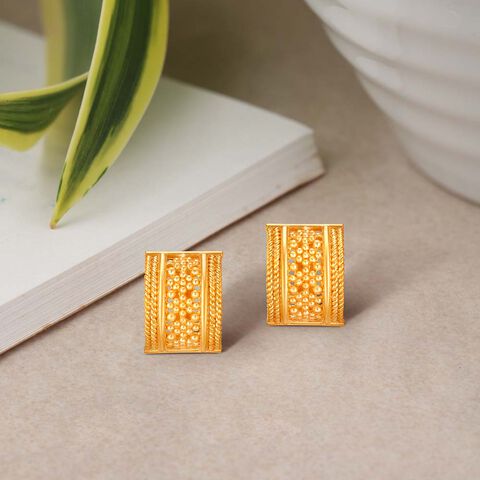 Atypical 22 Karat Yellow Gold Geometric Studs
