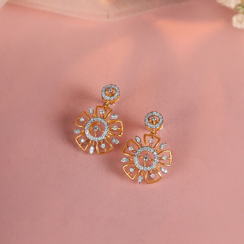 Blossoming Elegance Gold & Diamond Drop Earrings
