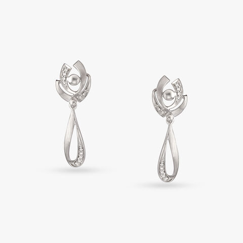 Whirlwind of Elegance Platinum Drop Earrings