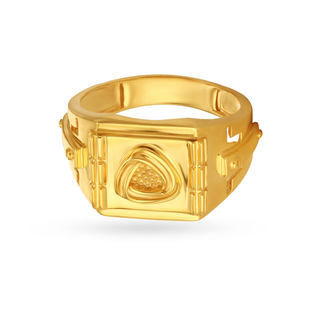Triangular Rugged Gold Finger Ring For Men,,hi-res image number null
