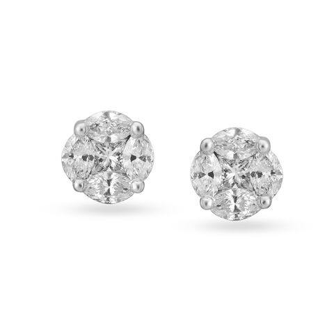 Glamorous Solitaire Diamond Stud Earrings in Rose Gold