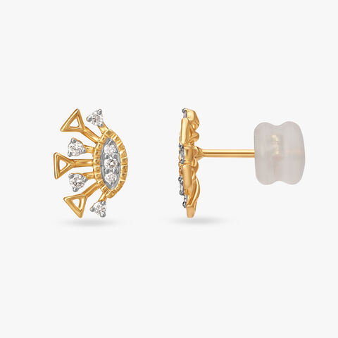 Golden Gleam Sunburst Diamond Stud Earrings