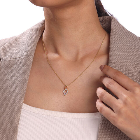 Geometric Frame Gold & Diamond Pendant