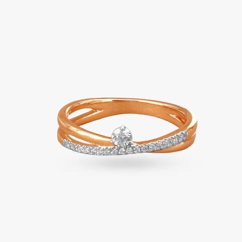 Crossover Diamond Finger Ring
