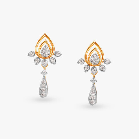 Lotus Harmony Diamond Drop Earrings