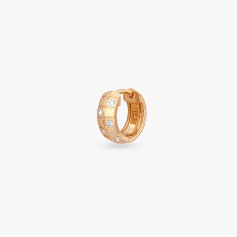 Modern Grid Diamond Hoop Earring For Men