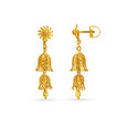 Artistic Yellow Gold Tiered Floral Jhumkas,,hi-res image number null
