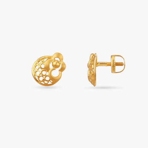 Petal Lace Gold Stud Earrings for Kids