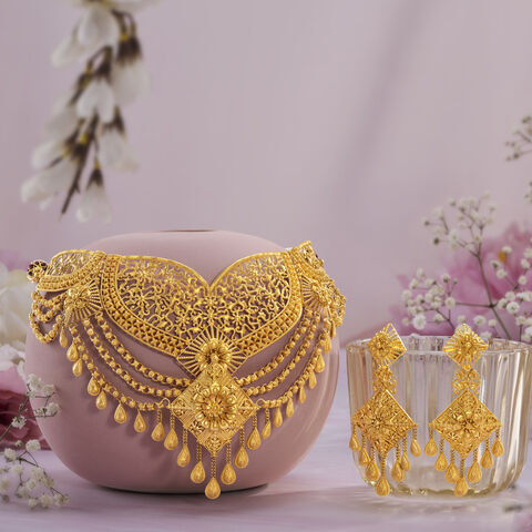 Majestic Peacock Gold Necklace Set