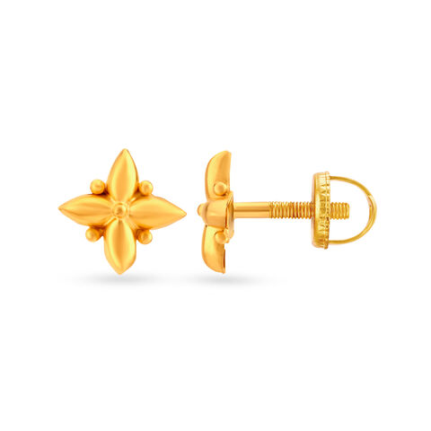 Quintessential 22 Karat Yellow Gold Floral Stud Earrings