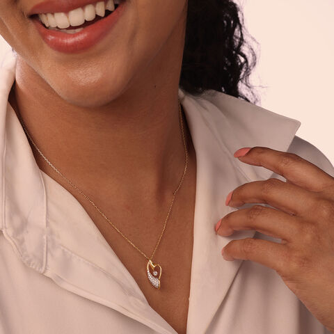 Golden Embrace 14 Kt Gold & Diamond Pendant with Chain