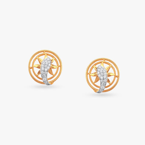 Radiant Wheel Diamond Stud Earrings