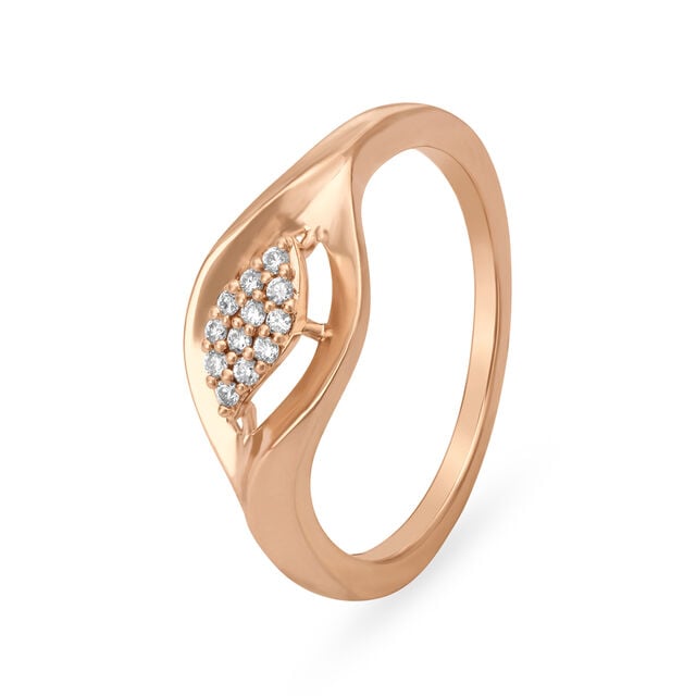 Elegant Leaf Inspired Rose Gold and Diamond Burfi Ring,,hi-res image number null