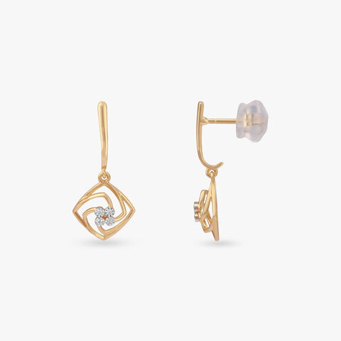 Angular Bloom Diamond Drop Earrings
