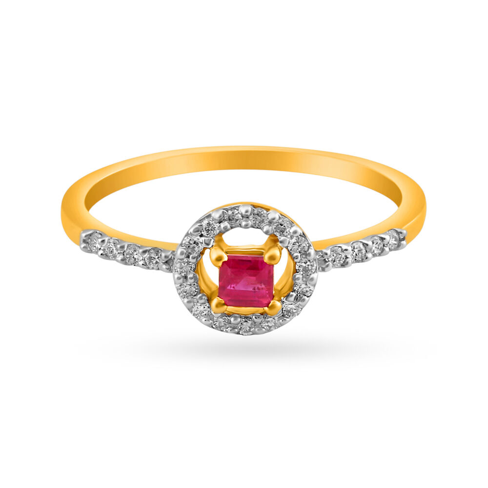 Gorgeous 18 Karat Yellow Gold And Diamond And Ruby Finger Ring