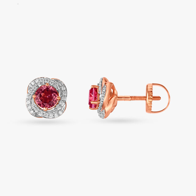 Pink Sunshine Diamond Stud Earrings,,hi-res image number null