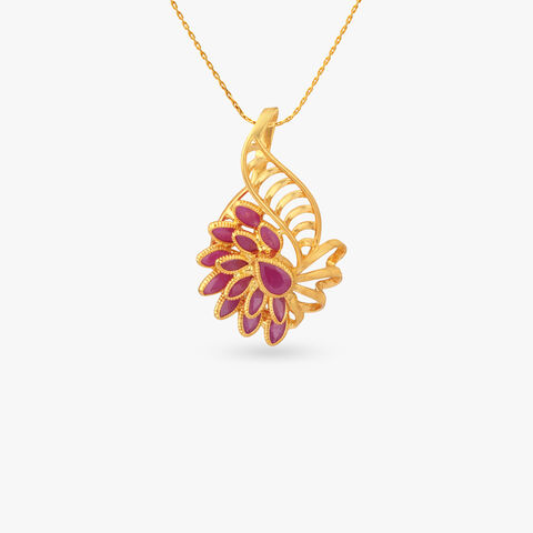 Petal Arc Gold Pendant and Earring Set