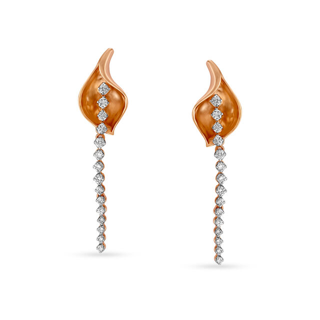 14KT Rose Gold Leaf-Like Earrings,,hi-res image number null