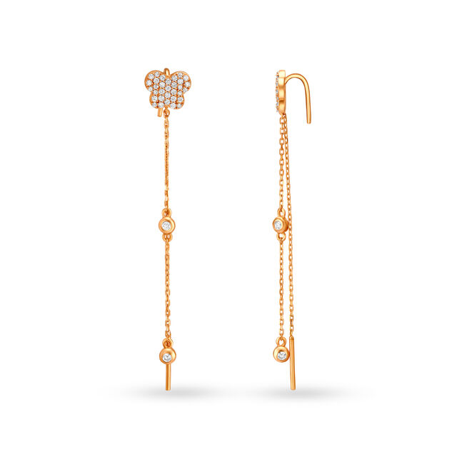 Nara Sui Dhaga Diamond Earrings in Rose Gold,,hi-res image number null