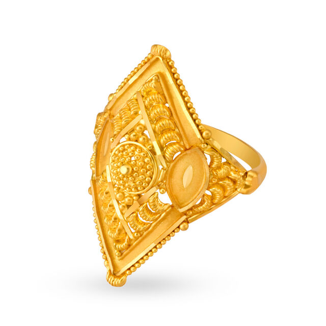 Geometric Rawa Work Gold Finger Ring,,hi-res image number null