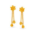 Floral Ornate Chain Adorned Gold Drop Earrings,,hi-res image number null