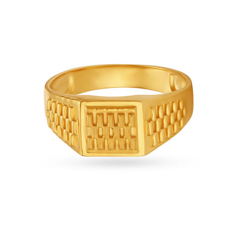 Rugged Textured Gold Finger Ring For Men