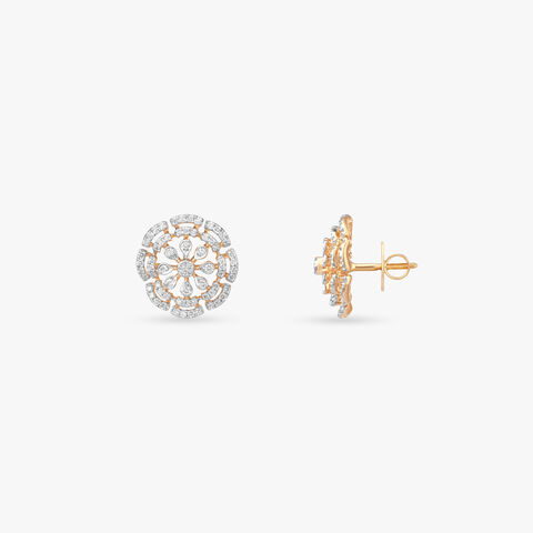 Petal Compass Diamond Stud Earrings