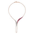 Stylish Diamond and Ruby Necklace Earrings Set in Rose Gold,,hi-res image number null