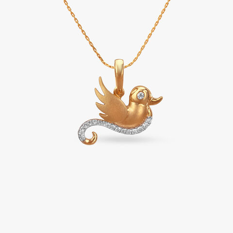 Little Flyers Diamond Pendant and Earrings Set For Kids