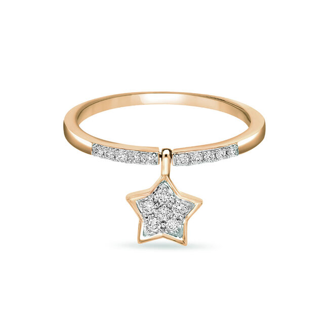 14 KT Reversible Star Rose Gold and Diamond Ring,,hi-res image number null