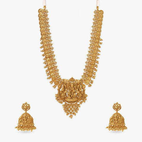 Regal Aura Gold Temple Necklace Set