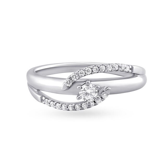 Platinum 950 and Diamond Finger Ring,,hi-res image number null