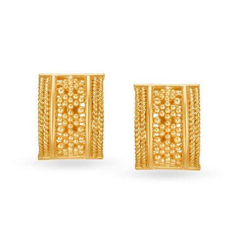 Atypical 22 Karat Yellow Gold Geometric Studs