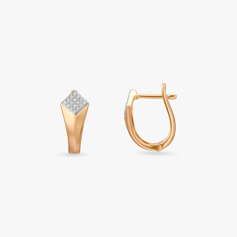 Stylish Geometric Diamond Hoop Bali Earrings