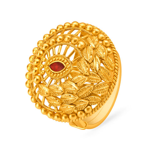 Breathtaking Scarlet Meenakari 22 Karat Gold Ring alternate view 1