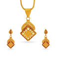 Resplendent Gold Pendant and Earrings Set,,hi-res image number null
