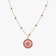 Shimmering Ruby Sunflower Pendant with Chain and Earrings Set,,hi-res image number null